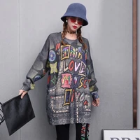 winter new fashion pullover sweater vintage style oversized print imitated mink wool retro female warm all match warm sweater