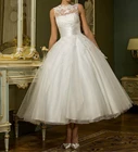 Свадебное платье принцессы, короткое, белое, в стиле ретро, с V-образным вырезом на спине