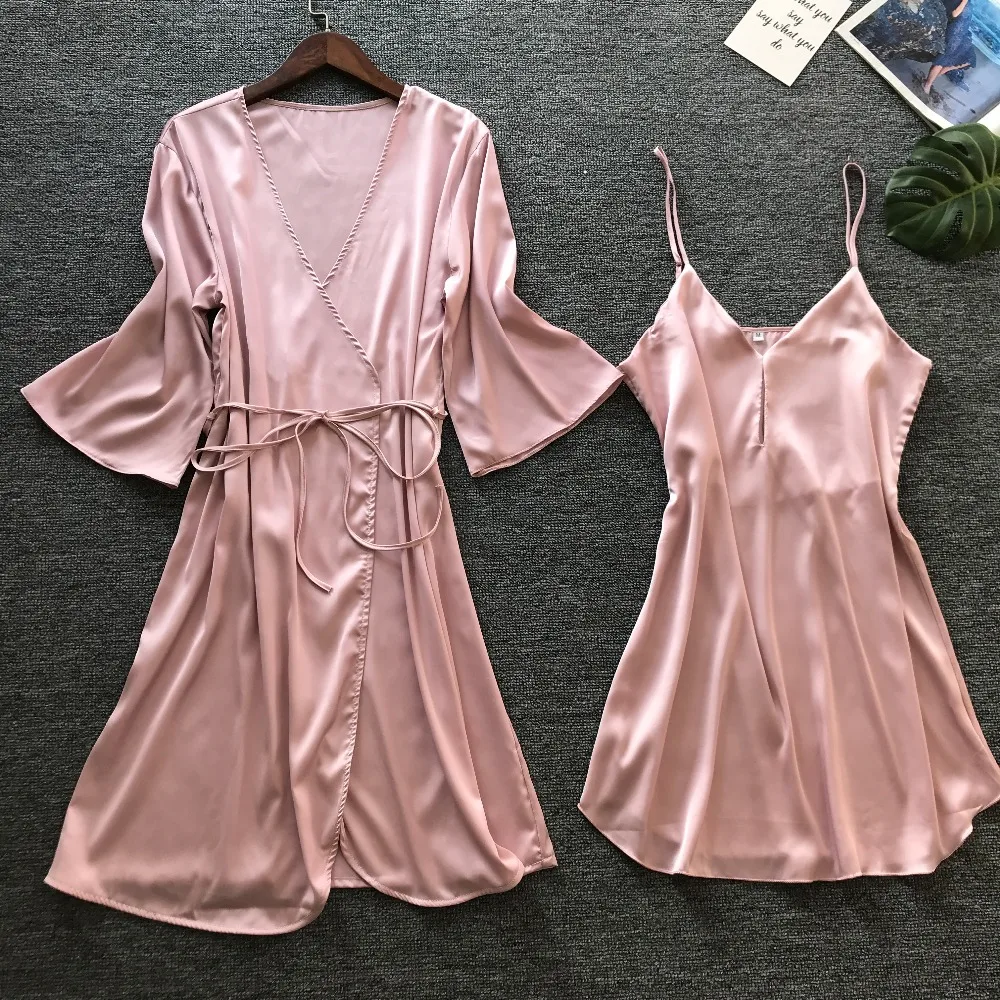 Модный набор женских халатов 2 шт. наборы весна 2019 одежда для сна халат Женская