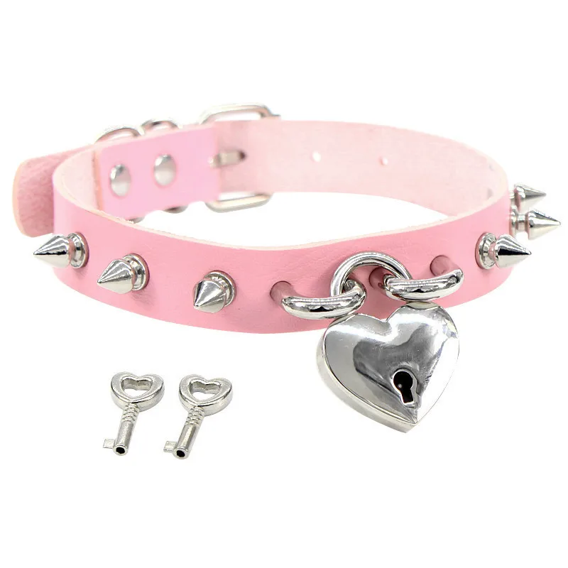 Женский ошейник в стиле панк черный из искусственной кожи с шипами готический