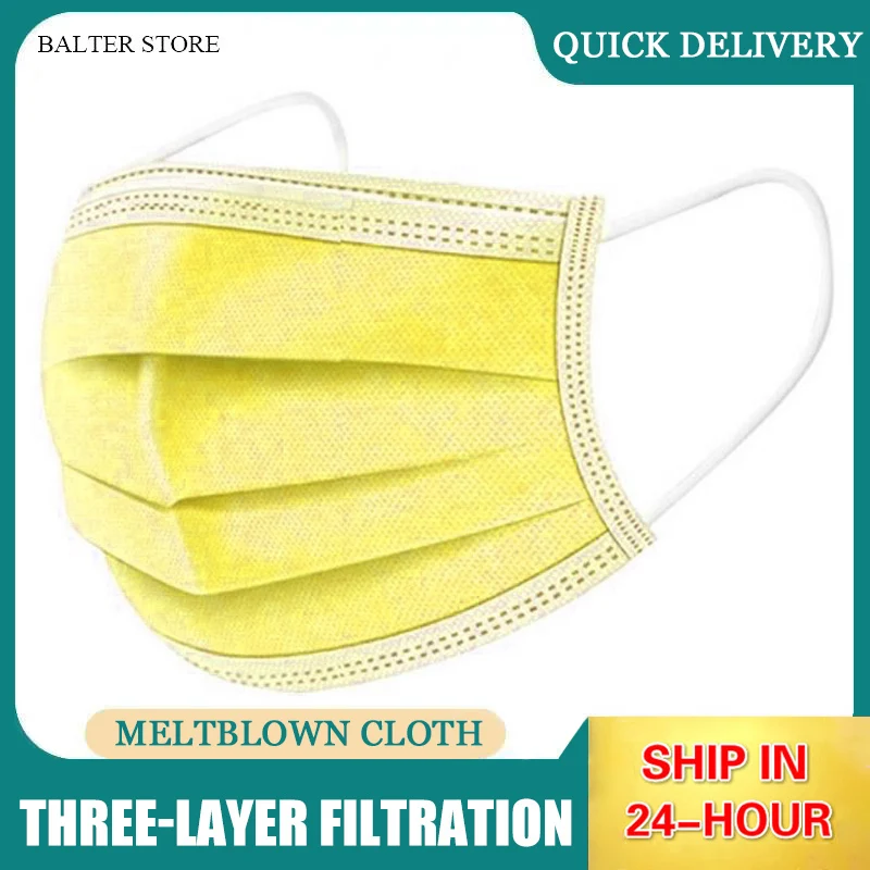 Одноразовая маска для лица из нетканого материала 3 слоя 50/100/200/500 шт. | Красота и