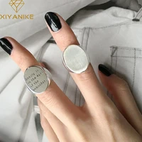 xiyanike minimalist silver color smooth round letter width rings new fashion handmade jewelry for women party gifts