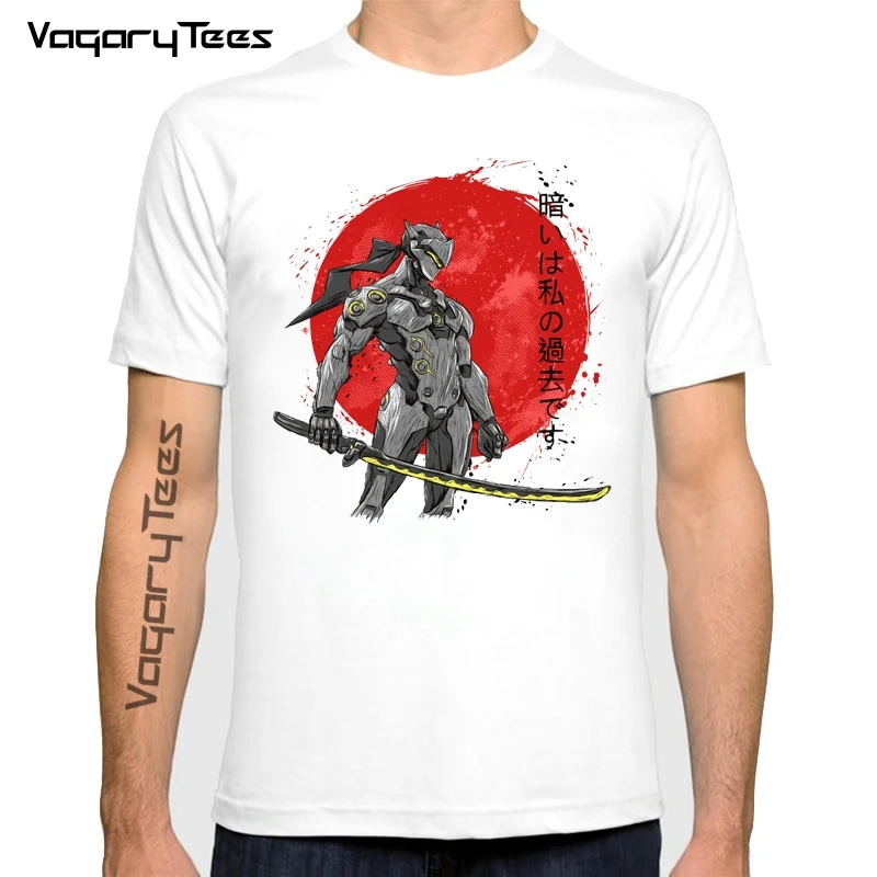 

Japanese Anime Print Men T-shirt Genji samurai japan red sun Best Boy's Gift T shirt Funny Brand Top Tshirt