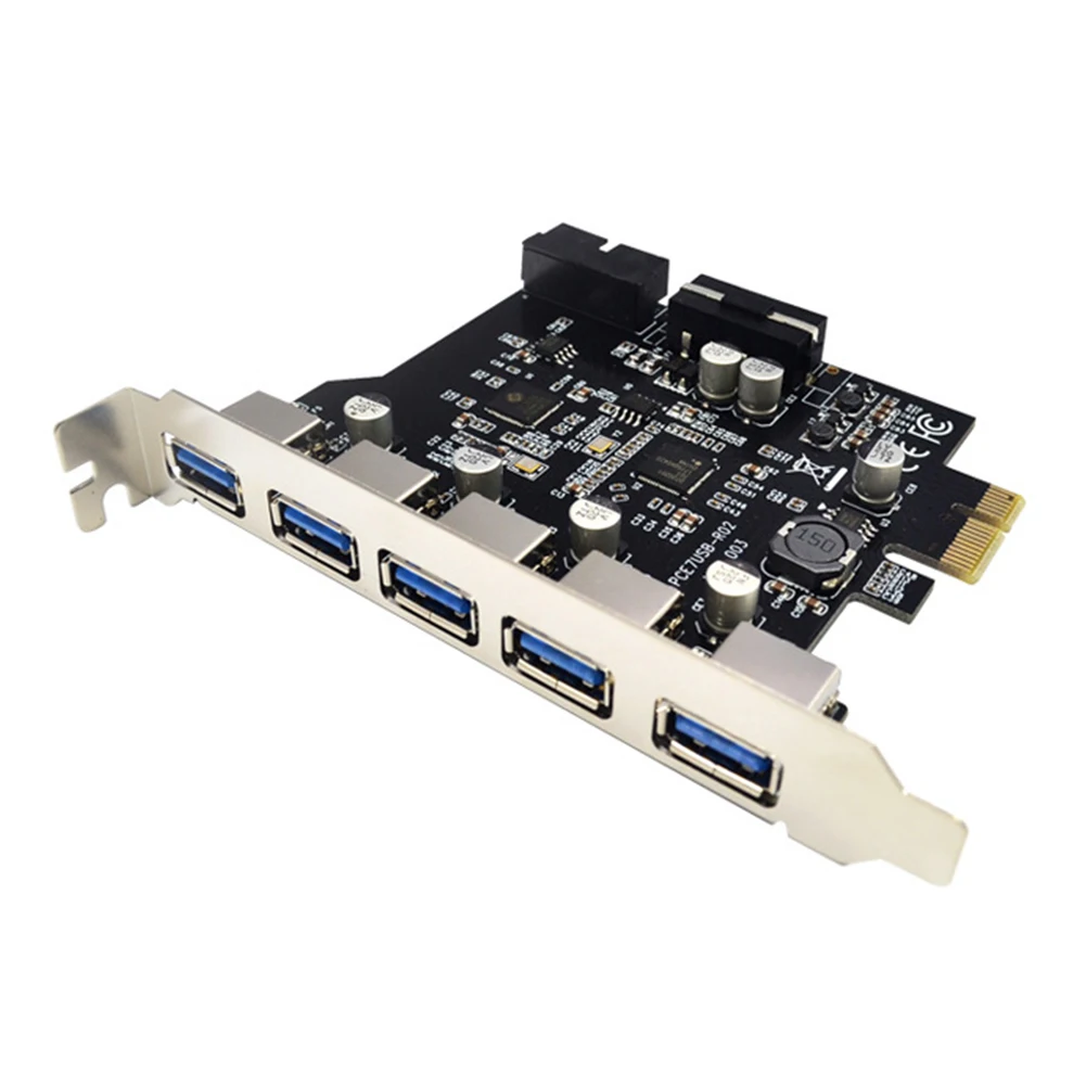 

PCI-E Плата расширения для настольного ПК 5 портов USB 3,0 адаптер расширения