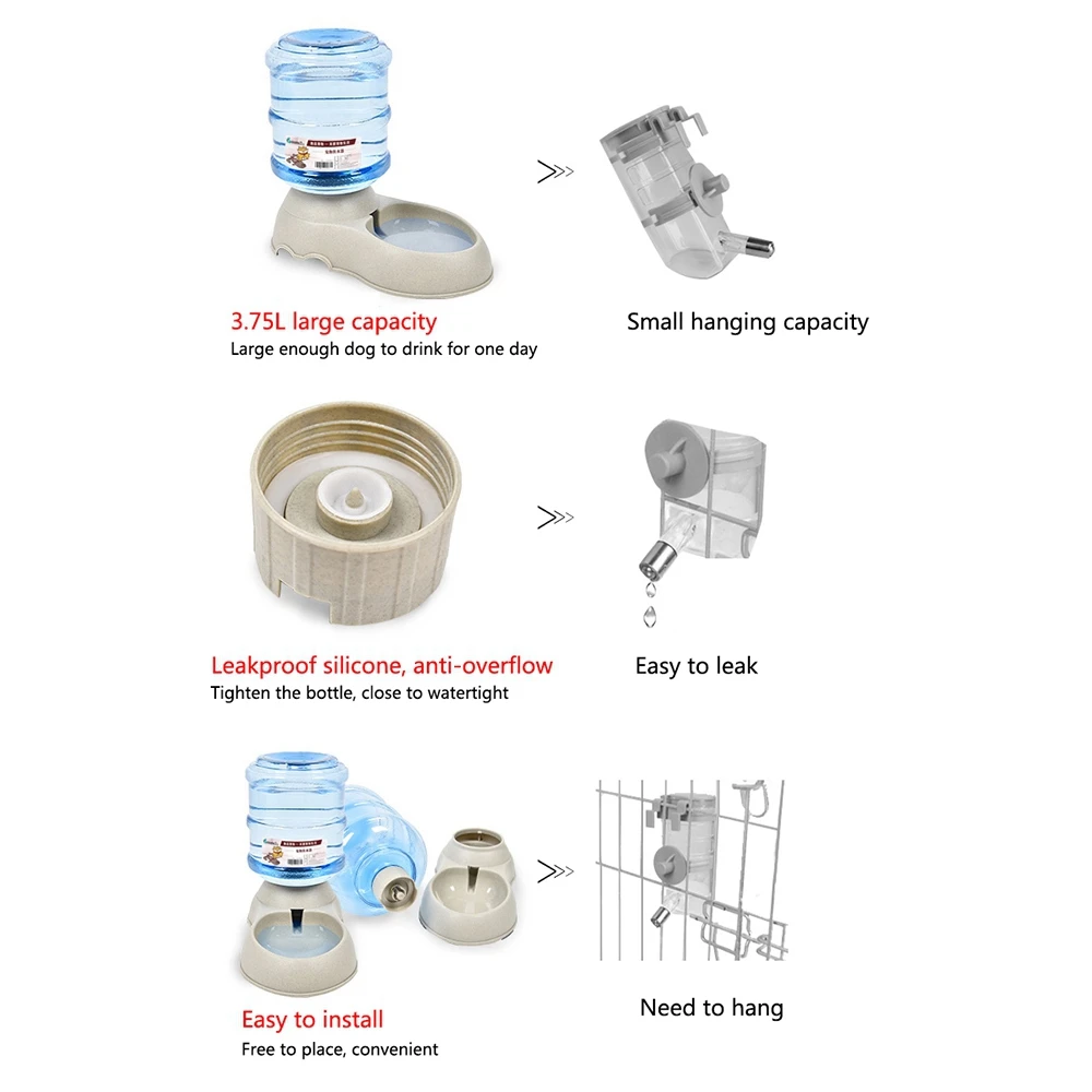 

3.75L Pet Dog Cat Automatic Feeder Bowl For Drinking Puppy Feeder Fountain Large Capacity Waterer Slow Food Feeding Container