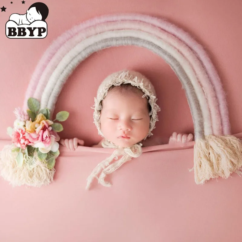 Hechos a mano nuevos accesorios de fotograf&iacute;a reci&eacute;n nacido Arco Iris decoraci&oacute;n beb&eacute; sesi&oacute;n de fotos Arco Iris accesorios beb&eacute; Studio-0