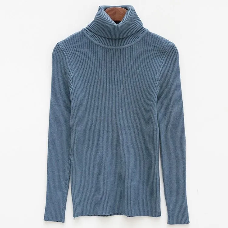 Осенне-зимние свитера с высоким воротником Женские Элегантные вязаные пуловеры