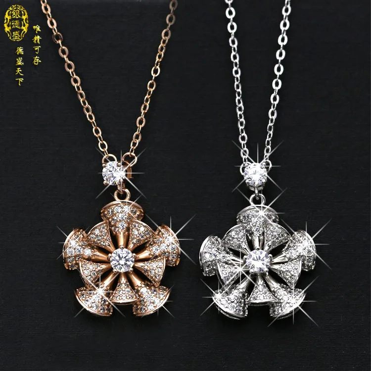 Женское колье с подвеской в виде цветка серебро 100% пробы | Украшения и аксессуары