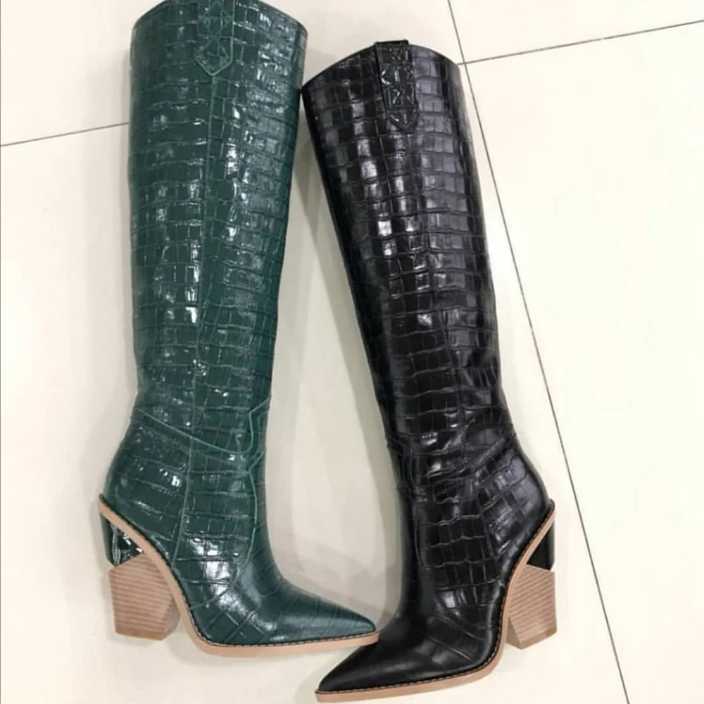 Мотоциклетные сапоги на танкетке Perixir с острым носком до колена ковбойские в