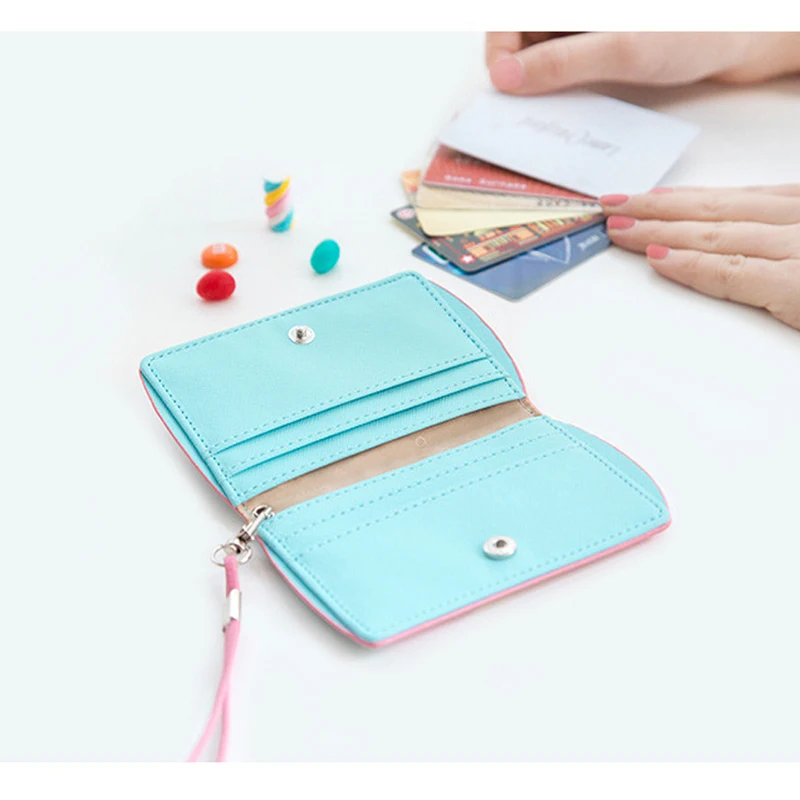 

1pcs Cartoon Fruit Animals PU Leather Card Case Business Card Holder With Safety Anti-lost Retractable Key Chains Office Supply