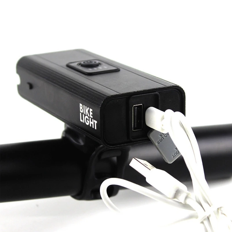 

Super Bright 2 LEDs Bike Light USB Rechargeable Waterproof Bicycle Front Light with Indicator and Power Bank Function