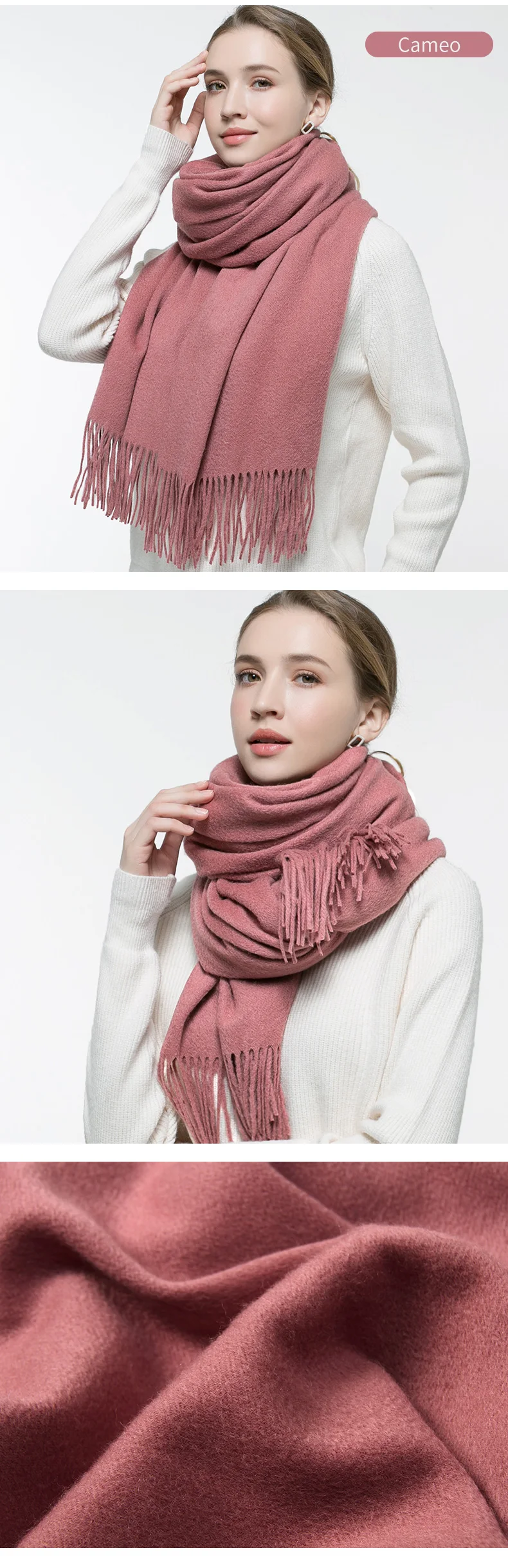 Wither Pure Wool Scarf Women Brand Thicken Warm Echarpe Wraps for Ladies Foulard Femme Solid Camel Merino Wool Scarves