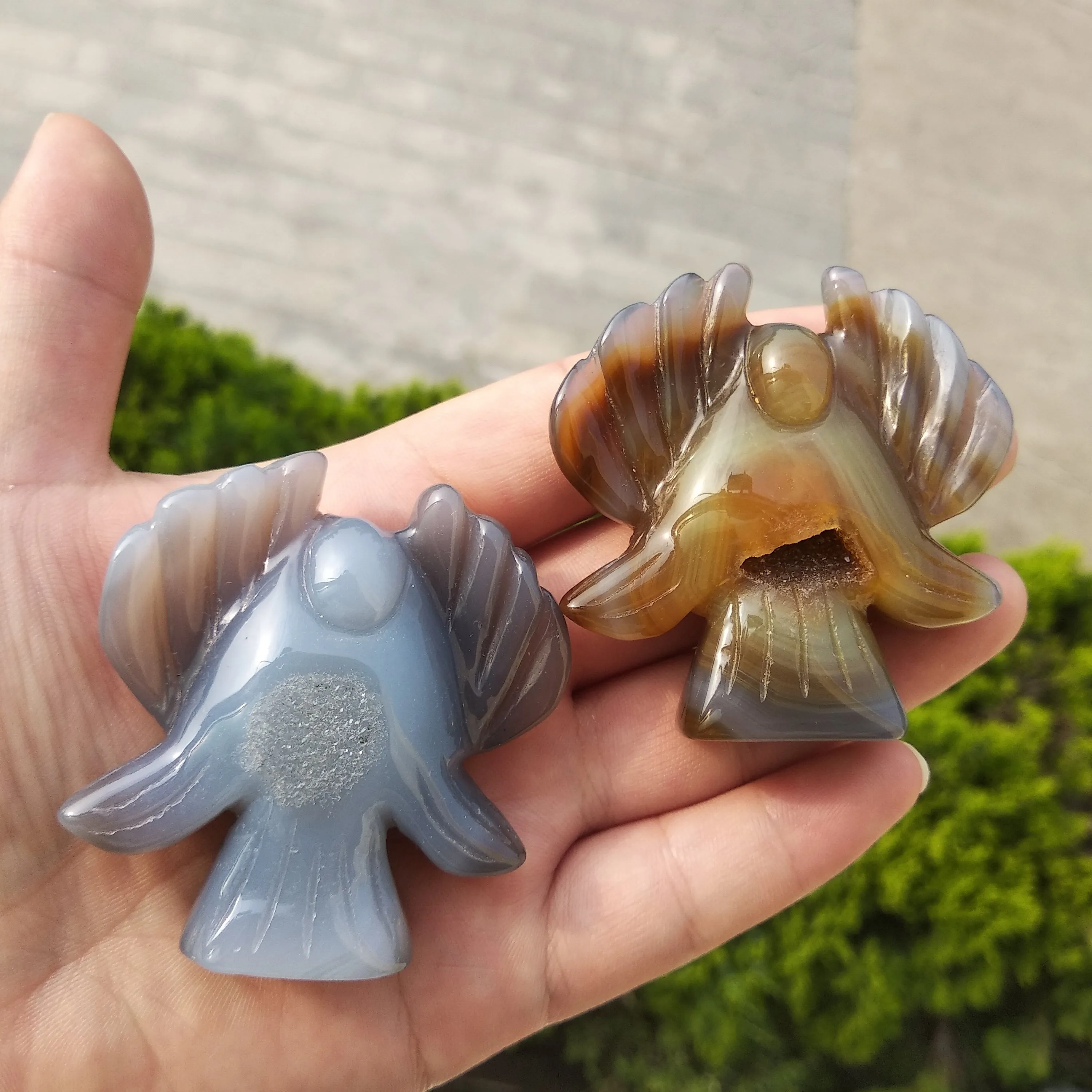 

1pcs beautiful natural mini geode agate angel healing crystal angel for fengshui decorative