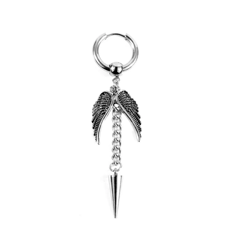 

New style stainless steel men's earrings steampunk wings wings Korean fashion trend personality female earrings jewelry gifts