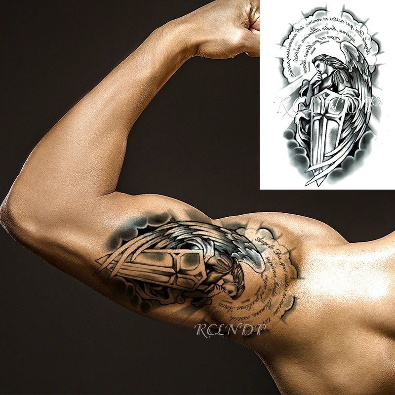 

Водонепроницаемый временный стикер татуировки Ангел воин Меч Щит поддельные тату флэш-тату рука ноги тело искусство для женщин мужчин