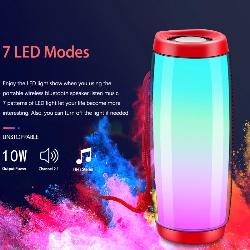 

LED Portable Bluetooth Speaker Box Wireless Speakers FM Radio USB Hifi Music Boombox Mp3 Player For Phones Party Loudspeaker