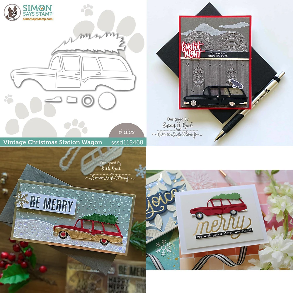 

Dies Mold Vintage Christmas Station Wagon Wafer Dies Diesscrapbook Cut Die Paper Craft Knife Mould Blade Punch Stencils