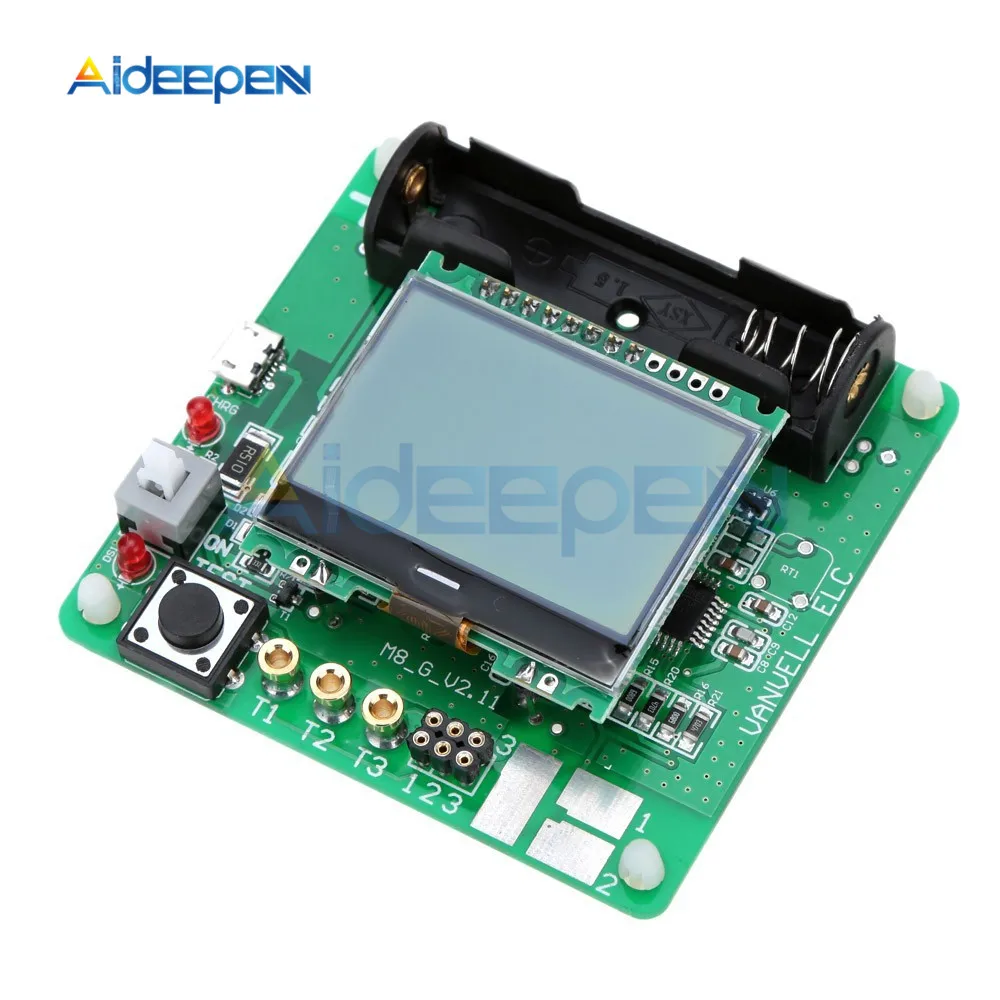12864 ЖК-дисплей ATmega328 Транзистор тестер Диод Триод Емкость ESR метр/MOS/PNP/NPN M328 Многофункциональный измеритель с чехлом