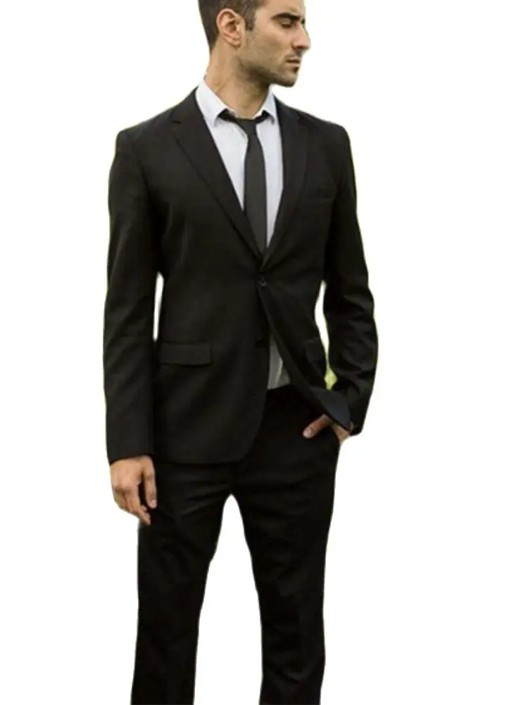 

Мужской облегающий костюм из пиджака и брюк, черный деловой костюм из двух предметов, блейзер и брюки, 2022