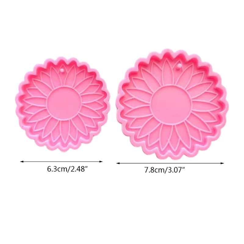 

2Pcs Sunflowers Keychain Epoxy Resin Mold Earring Pendant Casting Silicone Mould B85D