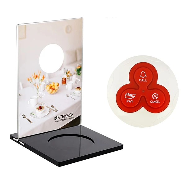 With T114 Button Retekess TD024 Механическая настольная карта для вызова кнопка ресторан пейджер обслуживание клиентов беспроводной звонящий Официант кнопка вызова - Цвет: With T114 Button