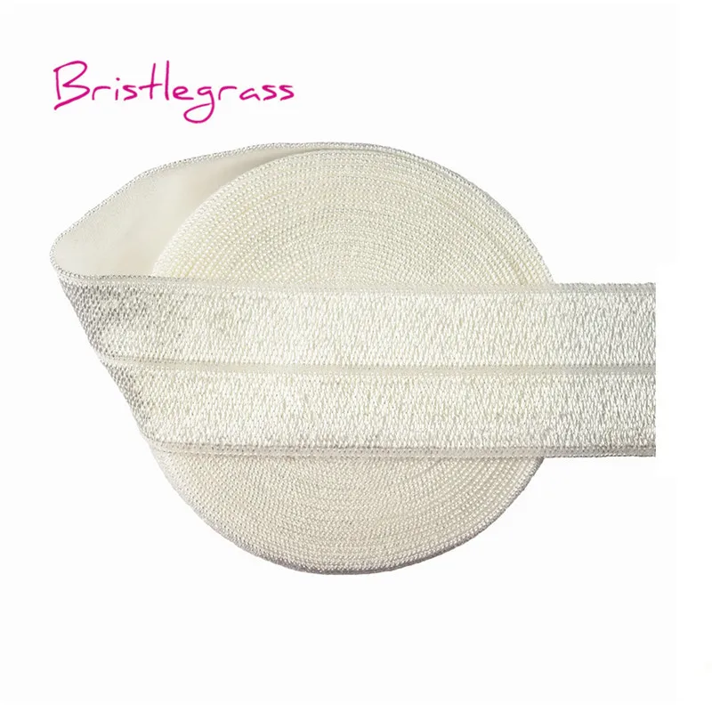 Off White BRISTLEGRASS 5 ярдов " 25 мм твердые блестящие FOE сгибаются по эластичности спандекс атласные ленты повязка для волос платье-пачка кружево отделка Шитье - Цвет: Off White