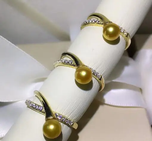 

Seawater pearl Akoya gold pearl ring S925 silver opening adjustable 6-7mm