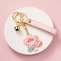 cute sakura girl alloy key chain charms kawaii accessories pendant couple gift phone charm high quality car keychain