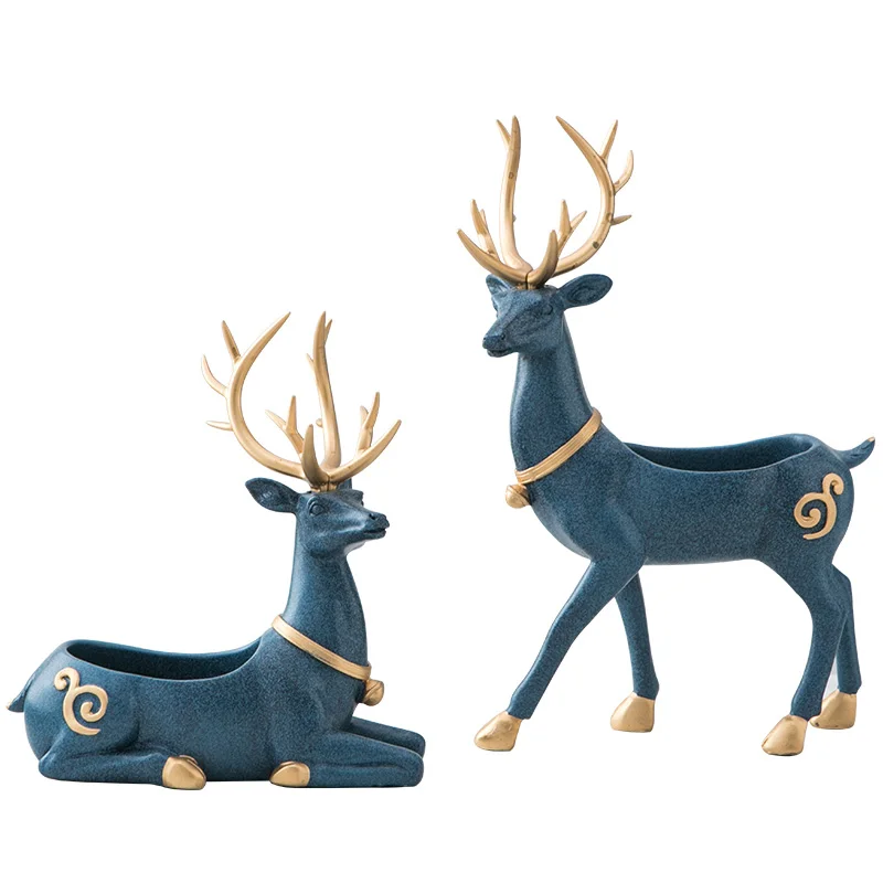 

Nordic Animal Figurine Deer Resin Statue Home Decor Desktop Ornaments Key Storage Holder TV Stand Living Room Decoration Craft