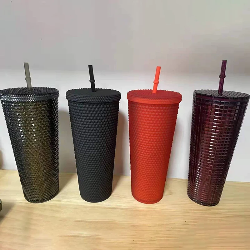 

710ml Straw Cups Portable Diamond Radiant Goddess Coffee Cup Juice Straw Mug Summer Holiday Cold Cups Tumbler Durian Cup