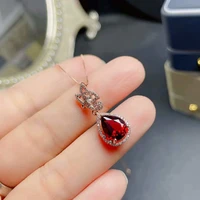 lanzyo 925 sterling silver pendant necklace garnet pendants fashion gift for women jewelry necklaces fine jewelry z08102552ags