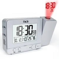 digital projection alarm clock date snooze function led projector desk table thermometer hygrometer lazy clock time backlight