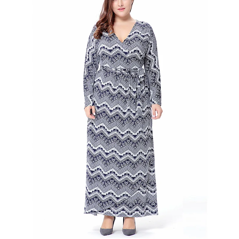 Женское платье с V-образным вырезом длинным рукавом и поясом | Женская одежда