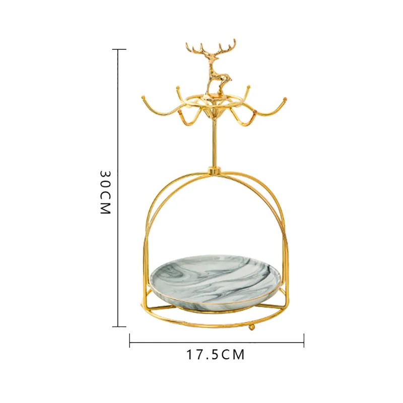 

SIMPLE HOME ART DEER METAL CUP STORAGE RACK MODERN DESKTOP MARBLE PATTERN CERAMIC JEWELRY COSMETIC STORAGE TRAY HOME DECORATION