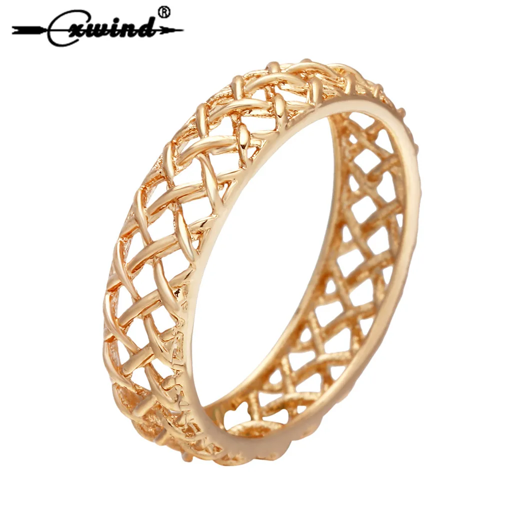 

Cxwind New Hollow Net Rings For Women Fashion Design Statement Gold Color Geometric Cross Ring Wedding Jewelry anillos mujer