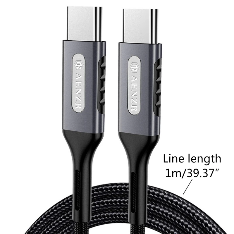 

100W Type C to C Cable 5A PD QC Fast Charger Cable Charging Data Cord for Macbook Laptop Mobile Phone