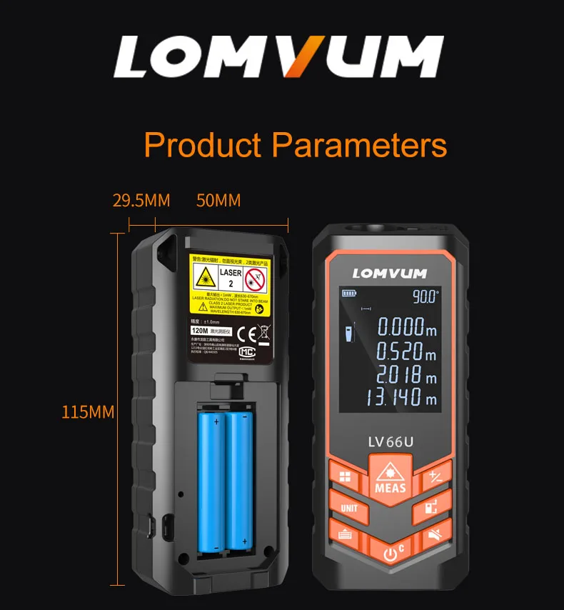 LOMVUM LV 66U ручной лазерный дальномер цифровой лазерный дальномер Электрический нивелир лента Misuratore лазерный дальномер