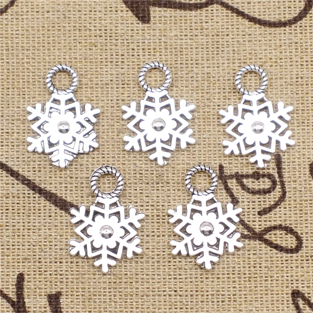 

Charm For Making Jewelry Pendants Antique Silver Color Snowflake 21x14mm 10pcs