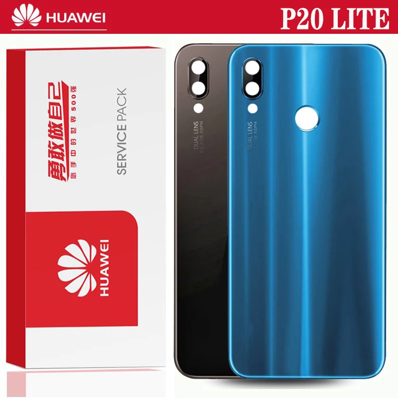 Оригинал для Huawei P20 Lite задняя крышка батарейного отсека стеклянная + объектив