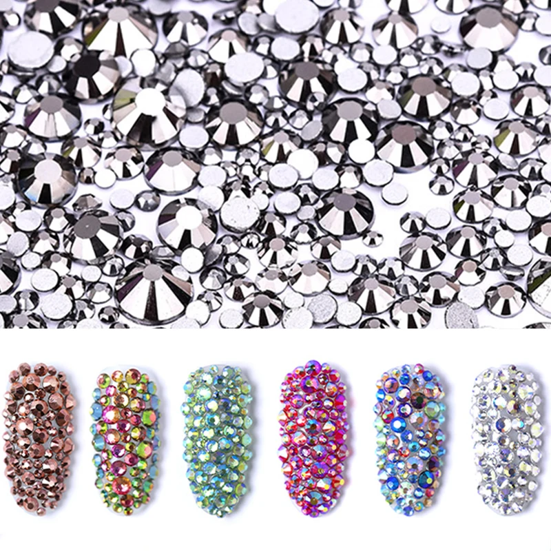 Polairs SMC SS3-SS30 &amp Mix Size Jet Hematite Crystal Stone Non Hotfix Стразы для дизайна ногтей | Дом и сад