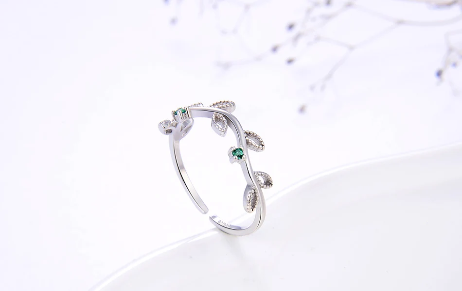 ORSA JEWELS Настоящее серебро 925 регулируемые кольца Для женщин Лист Форма 4 стиль по желанию Зеленая прозрачная AAAA фианит несколько колец ювелирные изделия SR143