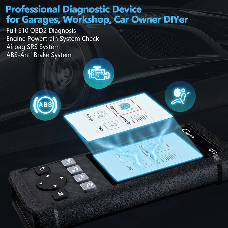 Launch CR619 OBD2 автомобильный сканер ABS SRS подушка безопасности считыватель кодов
