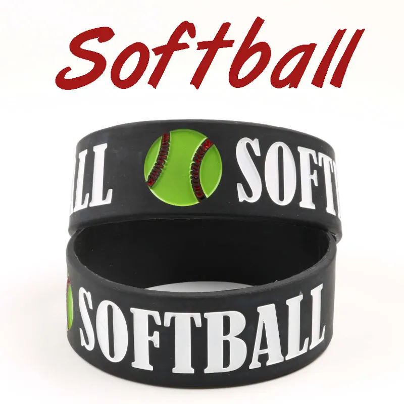 Высококачественные силиконовые браслеты с логотипом софтбола зеленый черный
