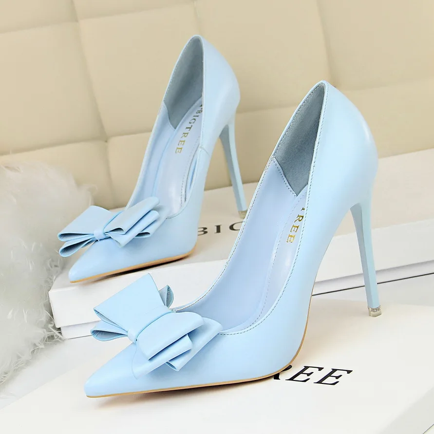 

Туфли женские на тонком каблуке, матовые кожаные туфли-лодочки, заостренный носок, милый розовый и синий цвет, 34