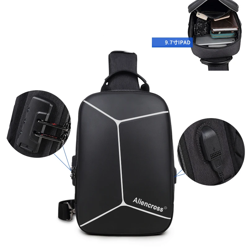 Мужские сумки через плечо с USB зарядкой мужской мессенджер из ткани Оксфорд