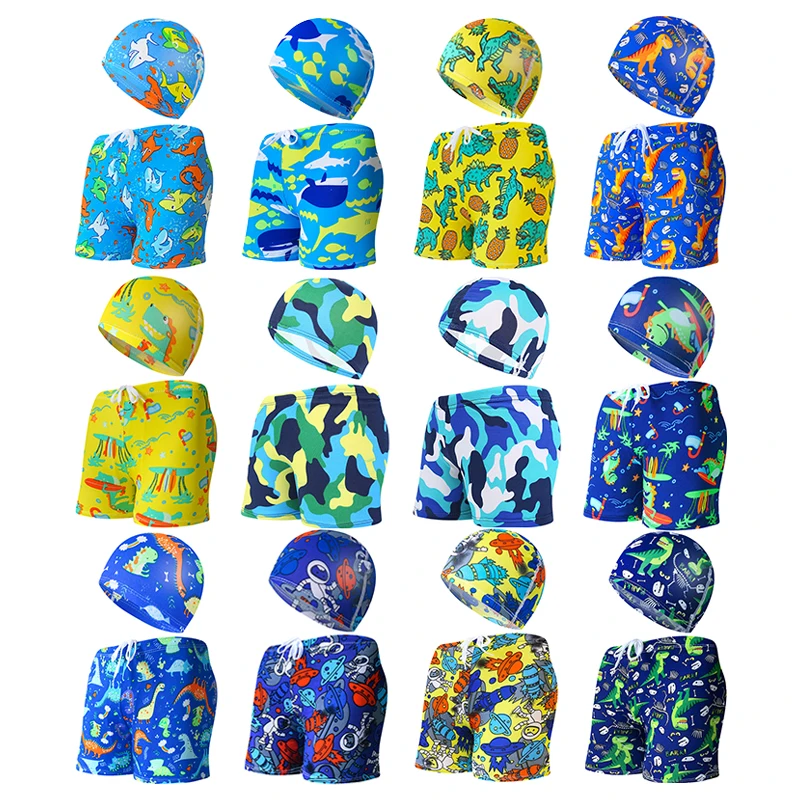Купальник HH для мальчиков лето 2021 Детские Мультяшные плавательные штаны шапка
