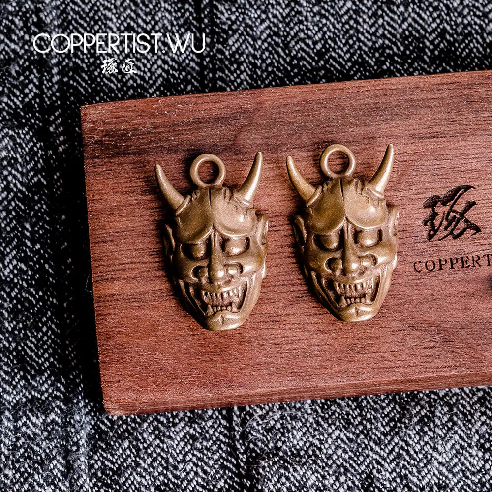 Coppertist.Wu демон для японских злых они Ханья Призрак Маска кулон Панк Череп латунь