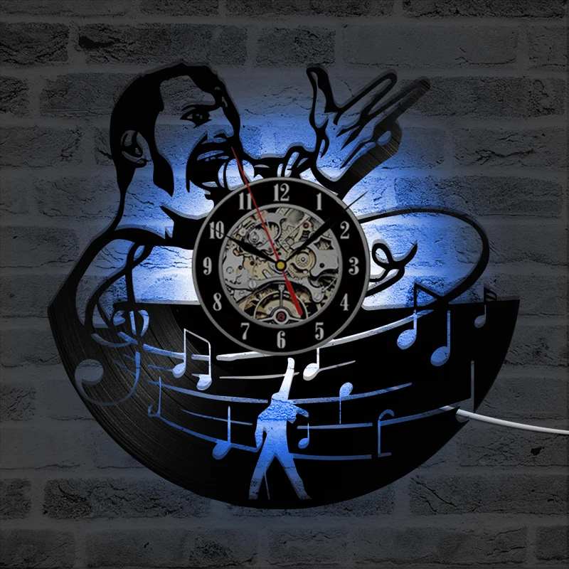 Настенные светодиодные часы Queen Rock Band меняющие 7 цветов музыкальные в винтажном