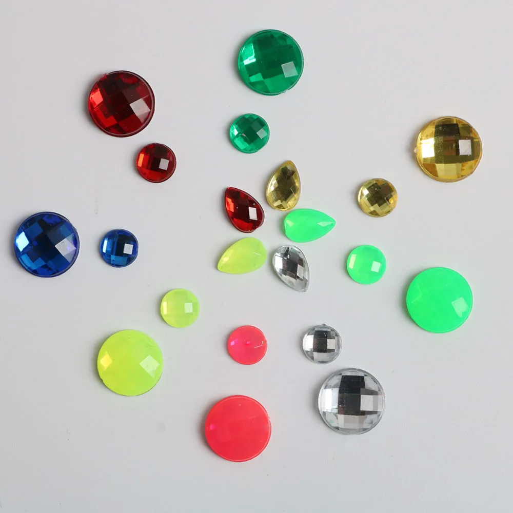 

10mm round beads acrylic stones plastic candy paste Colors rainbow flat back stone for DIY craft