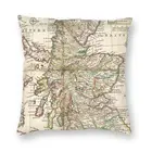 Винтажная карта Шотландии, наволочка 45x45, украшение, 3D принт, геометрический исторический декоративный чехол для подушки, чехол для дивана, двусторонний